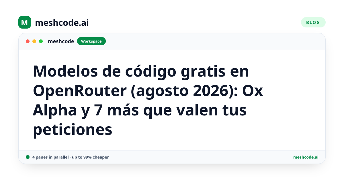 Modelos de código gratis en OpenRouter (agosto 2026): Ox Alpha y 7 más que valen tus peticiones