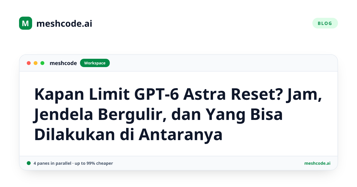 Kapan Limit GPT-6 Astra Reset? Jam, Jendela Bergulir, dan Yang Bisa Dilakukan di Antaranya