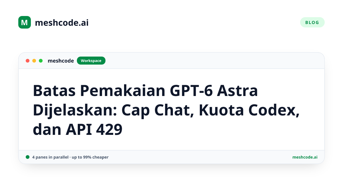 Batas Pemakaian GPT-6 Astra Dijelaskan: Cap Chat, Kuota Codex, dan API 429
