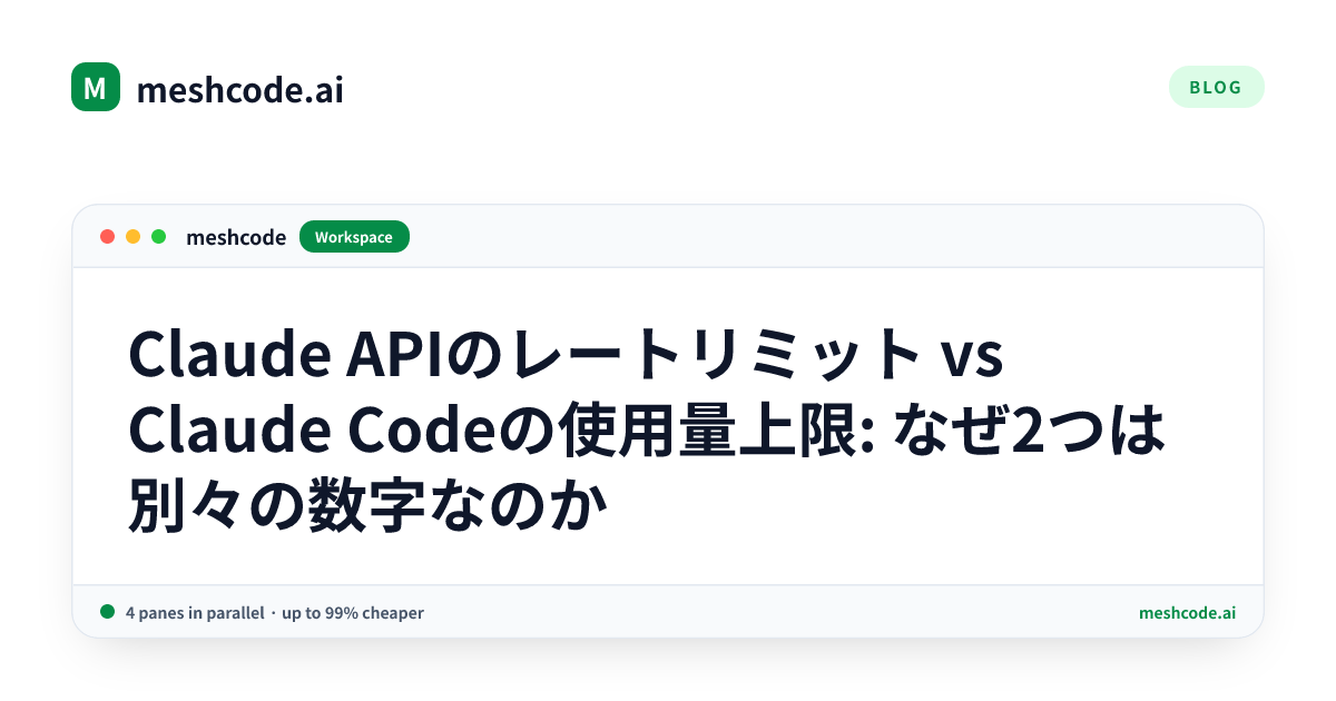 Claude APIのレートリミット vs Claude Codeの使用量上限: なぜ2つは別々の数字なのか