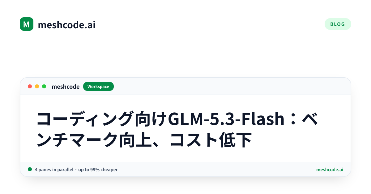 コーディング向けGLM-5.3-Flash：ベンチマーク向上、コスト低下