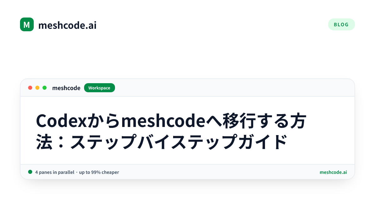 Codexからmeshcodeへ移行する方法：ステップバイステップガイド