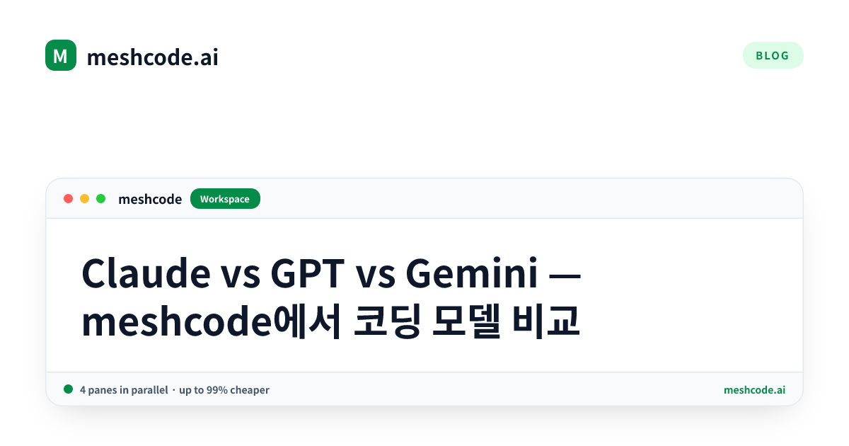 Claude vs GPT vs Gemini — meshcode에서 코딩 모델 비교