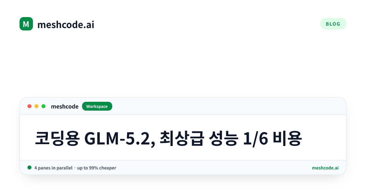 코딩용 GLM-5.2, 최상급 성능 1/6 비용
