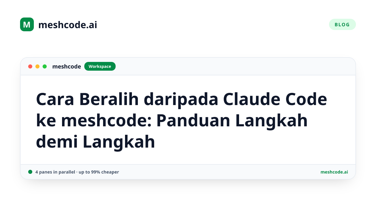 Cara Beralih daripada Claude Code ke meshcode: Panduan Langkah demi Langkah