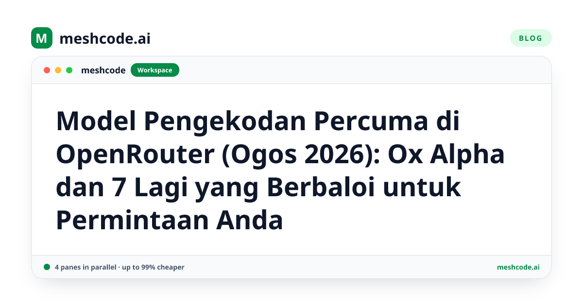 Model Pengekodan Percuma di OpenRouter (Ogos 2026): Ox Alpha dan 7 Lagi yang Berbaloi untuk Permintaan Anda