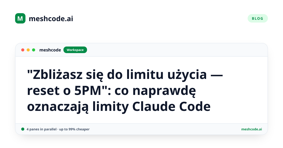 "Zbliżasz się do limitu użycia — reset o 5PM": co naprawdę oznaczają limity Claude Code