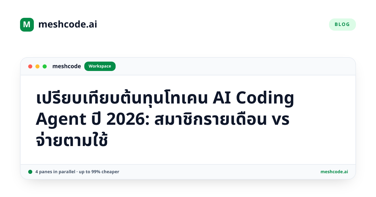 เปรียบเทียบต้นทุนโทเคน AI Coding Agent ปี 2026: สมาชิกรายเดือน vs จ่ายตามใช้
