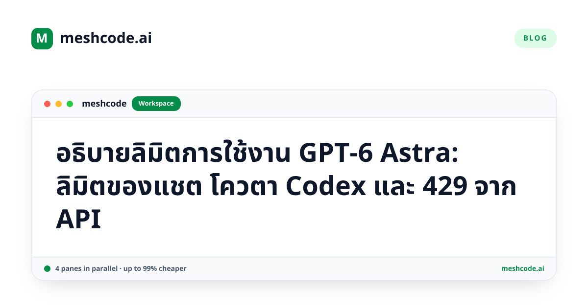 อธิบายลิมิตการใช้งาน GPT-6 Astra: ลิมิตของแชต โควตา Codex และ 429 จาก API