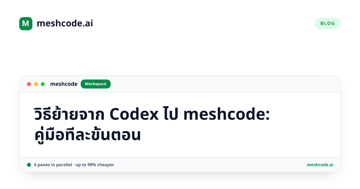 วิธีย้ายจาก Codex ไป meshcode: คู่มือทีละขั้นตอน