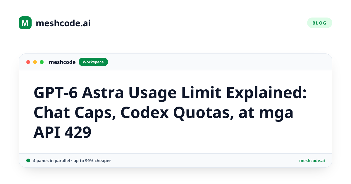 GPT-6 Astra Usage Limit Explained: Chat Caps, Codex Quotas, at mga API 429