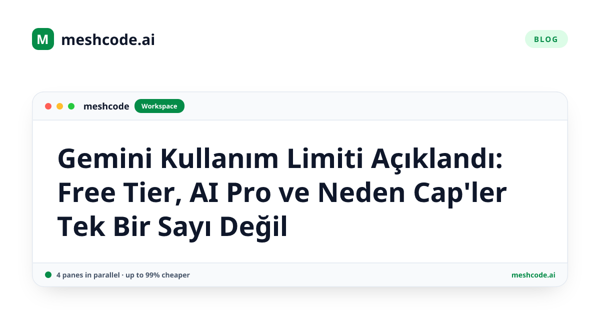 Gemini Kullanım Limiti Açıklandı: Free Tier, AI Pro ve Neden Cap'ler Tek Bir Sayı Değil