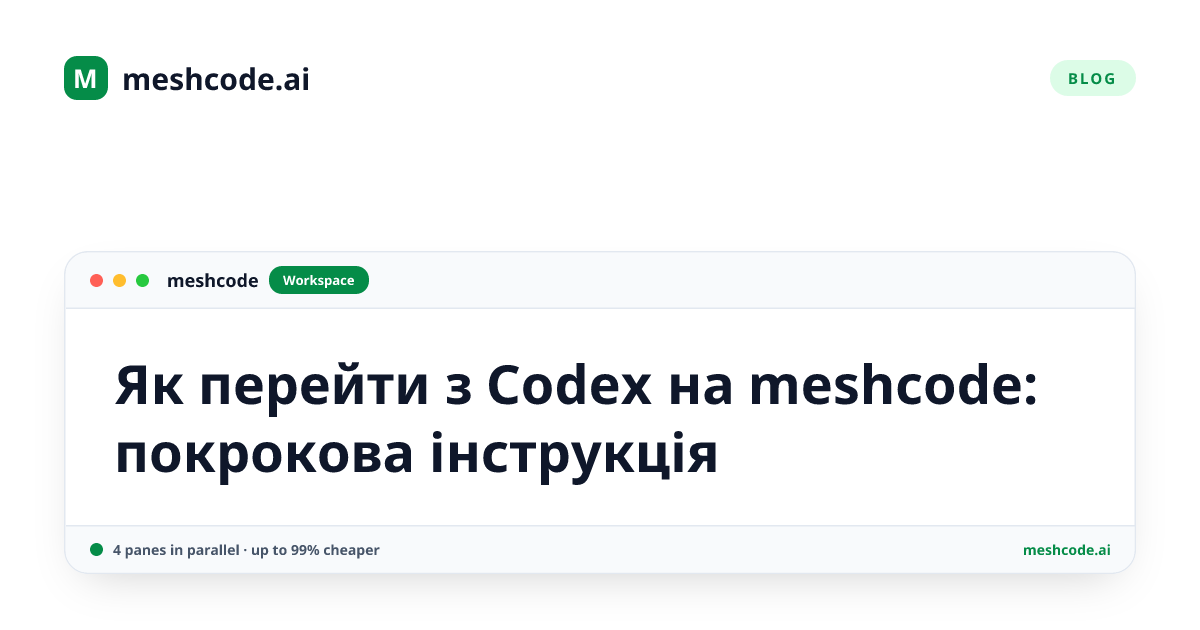 Як перейти з Codex на meshcode: покрокова інструкція