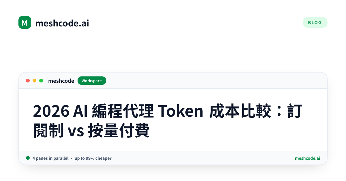 2026 AI 編程代理 Token 成本比較：訂閱制 vs 按量付費
