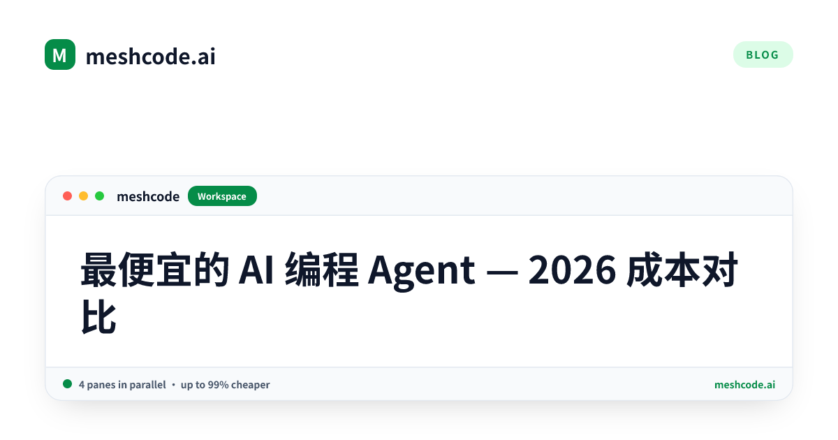 最便宜的 AI 编程 Agent — 2026 成本对比